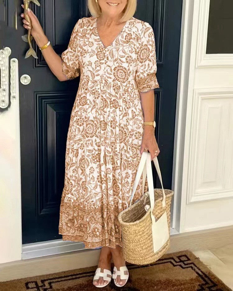 Keisha | Élégante Robe Fleurie à Décolleté en V