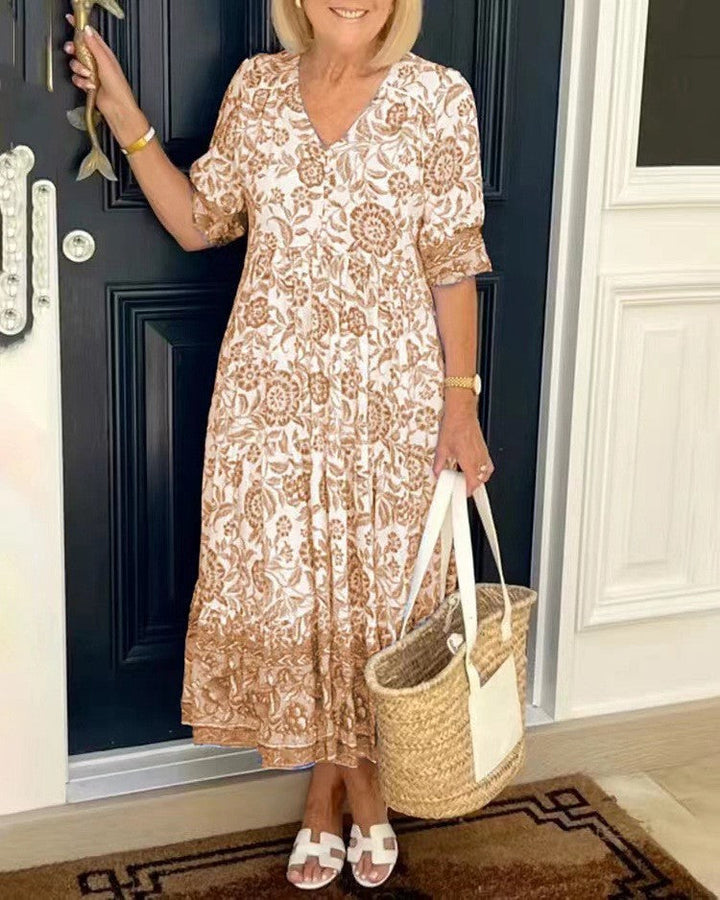 Keisha | Élégante Robe Fleurie à Décolleté en V