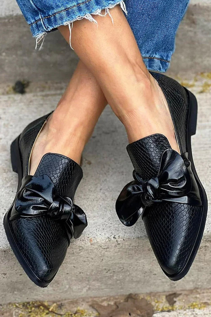 Géorgie | Mocassins Noirs avec Nœud Éclatant