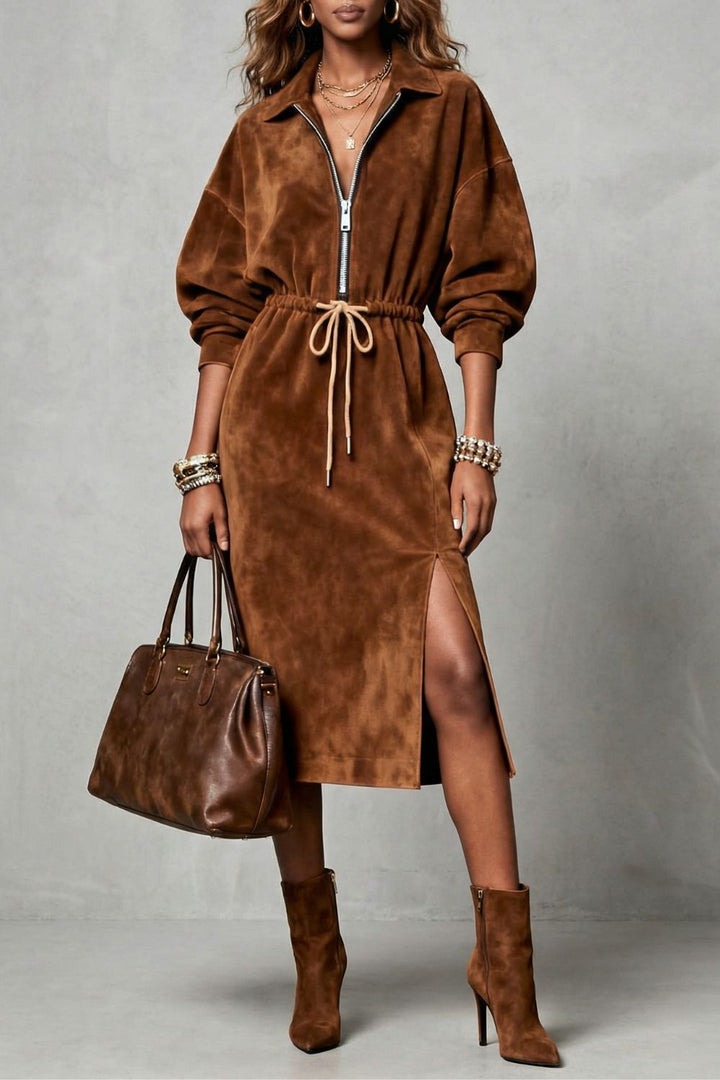 Zanetta – Robe midi avec fermeture éclair et cordon de serrage à la taille