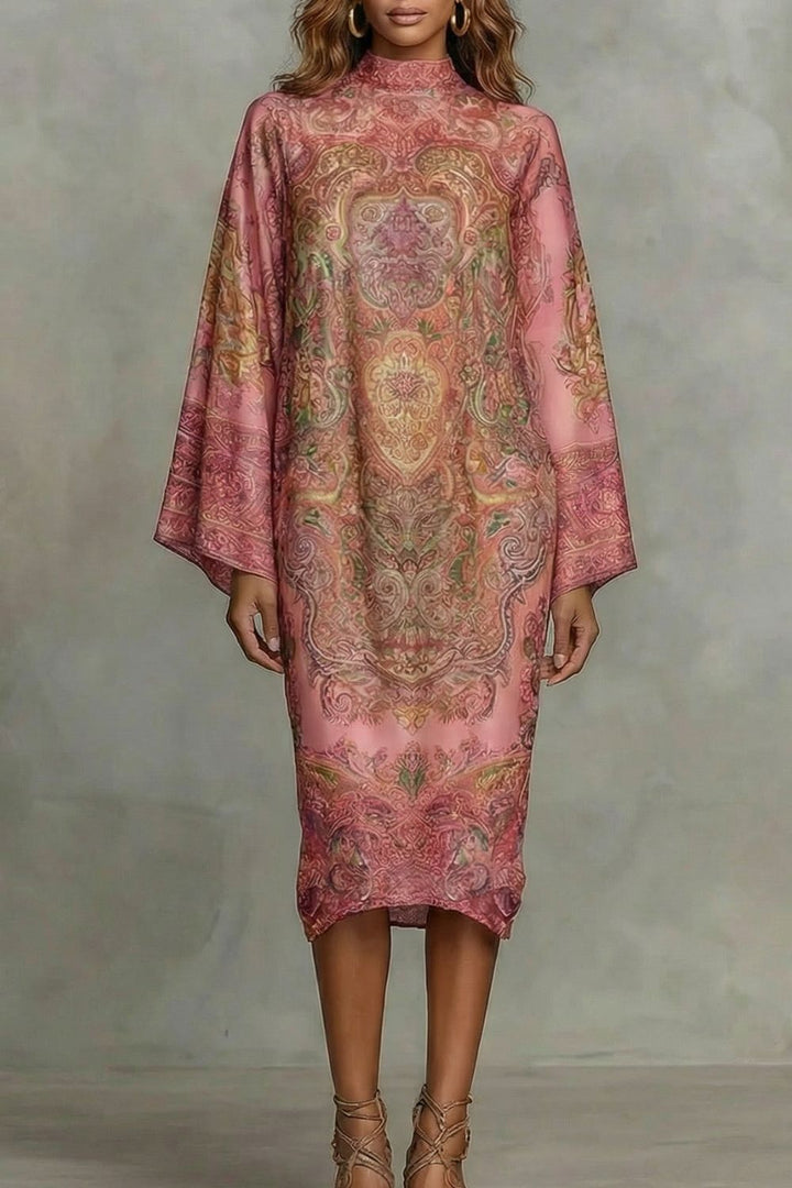 Marélienne – Robe kimono midi à imprimé floral baroque