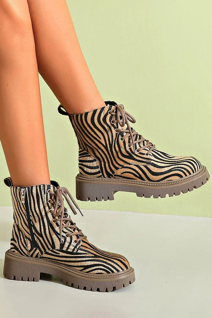 Blair | Bottes à lacets motif zèbre