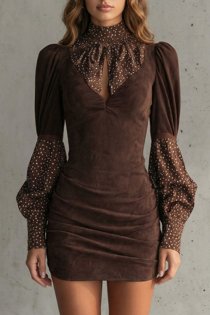 Serelinne – Robe mini rétro à manches bouffantes