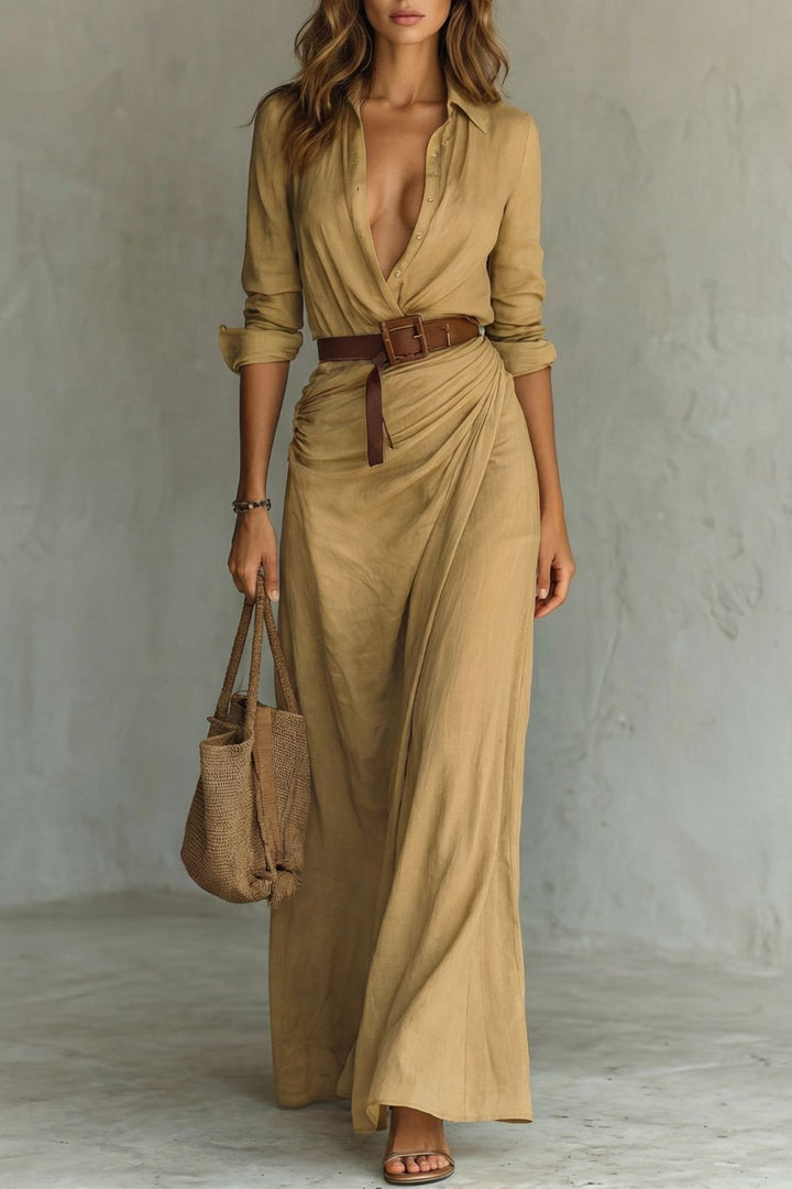 Azura – Robe portefeuille à boutons – Robe longue avec ceinture