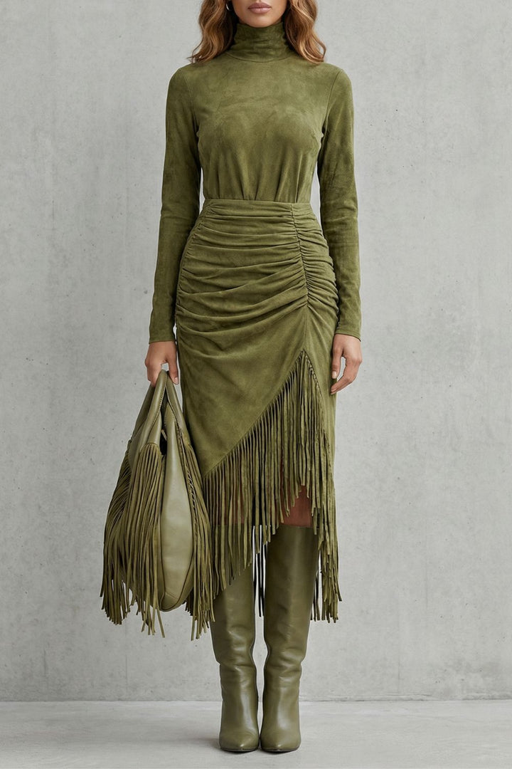 Soléna – Robe midi à ourlet volanté
