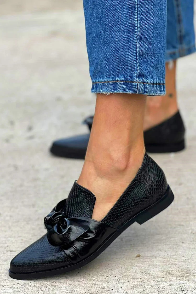 Géorgie | Mocassins Noirs avec Nœud Éclatant