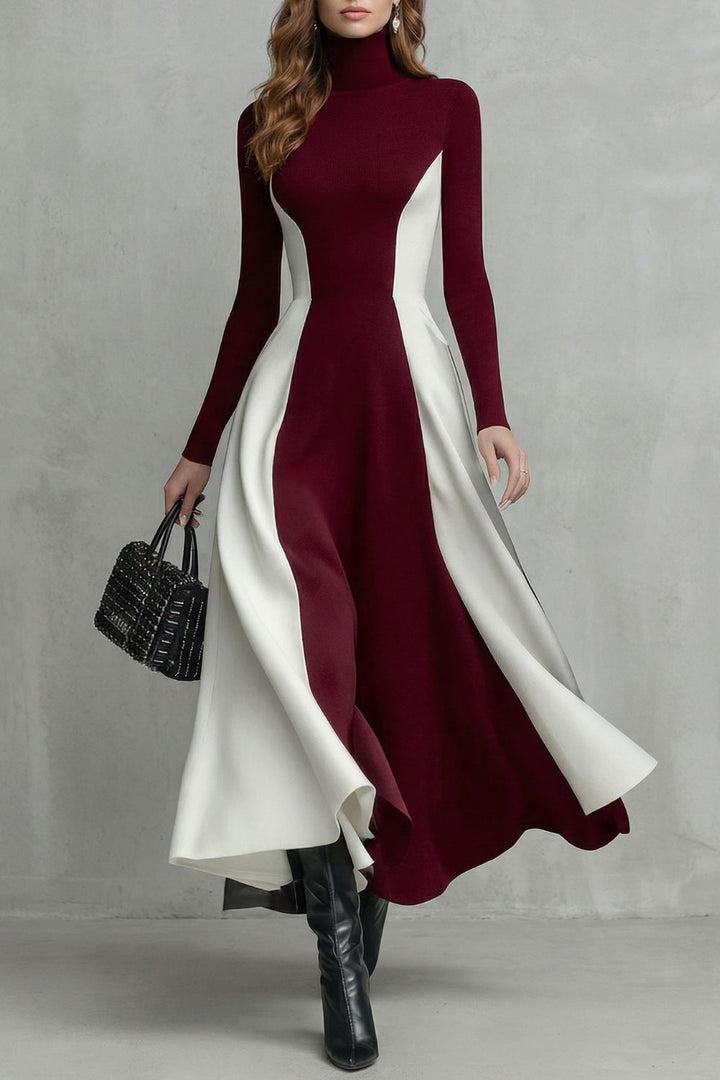 Mariveille – Robe à col roulé structurée et contrastée