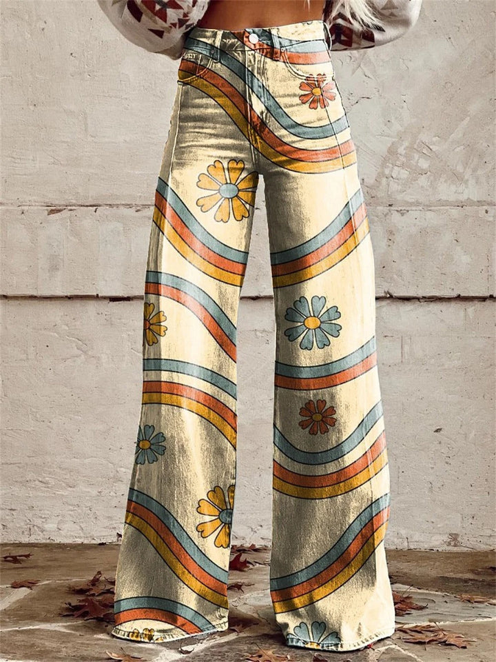 Lily™ - Élégant Pantalon Large à Rayures Multicolores
