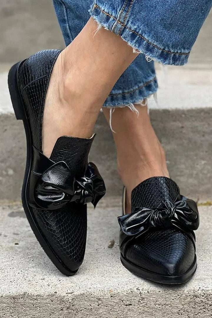 Géorgie | Mocassins Noirs avec Nœud Éclatant