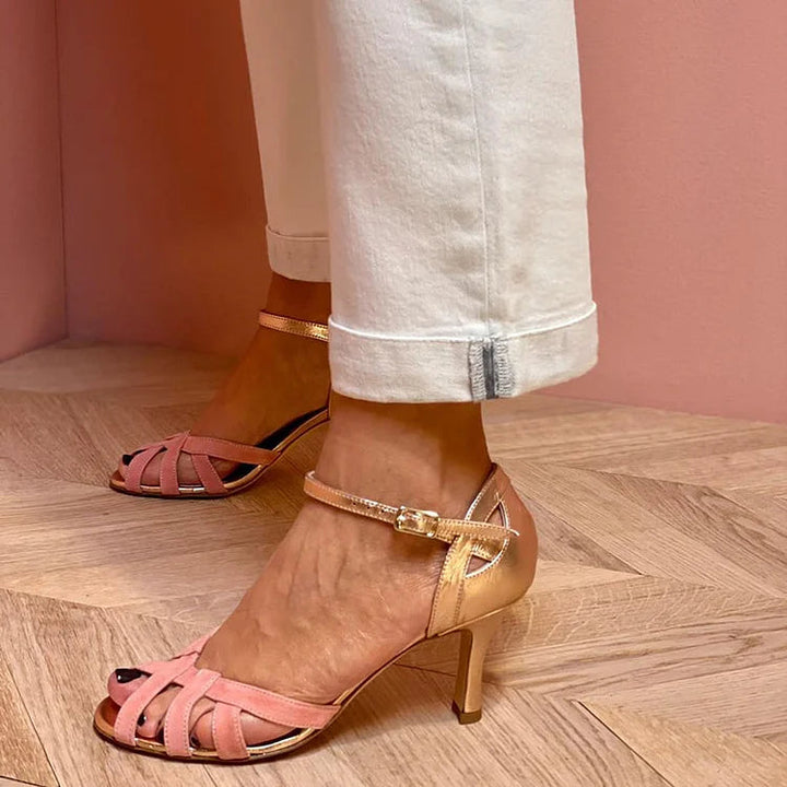 Serena | Sandales à Talons Moyens Pêche avec Brides
