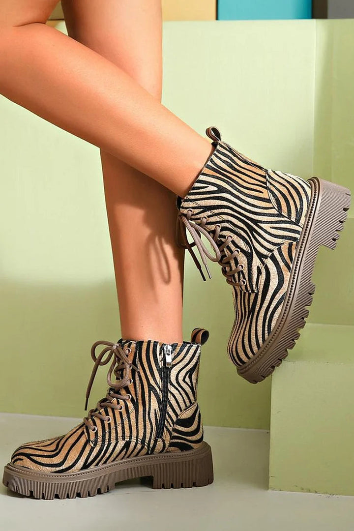 Blair | Bottes à lacets motif zèbre