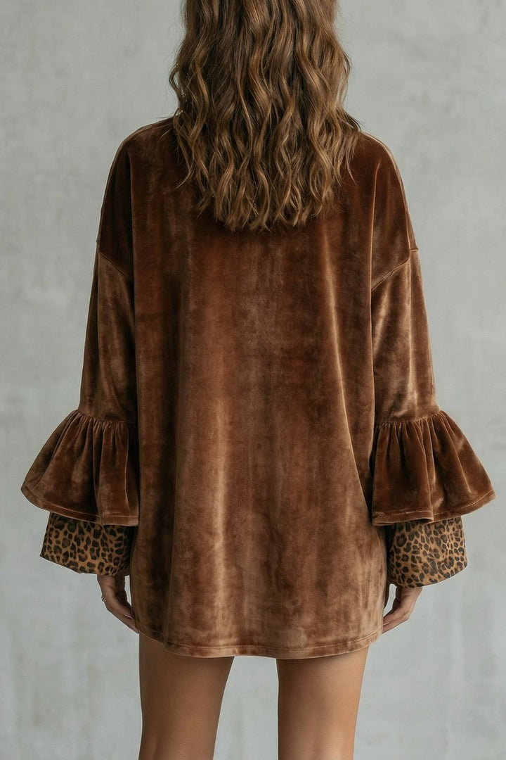 Velanique – Robe courte en velours avec détails de manches superposées