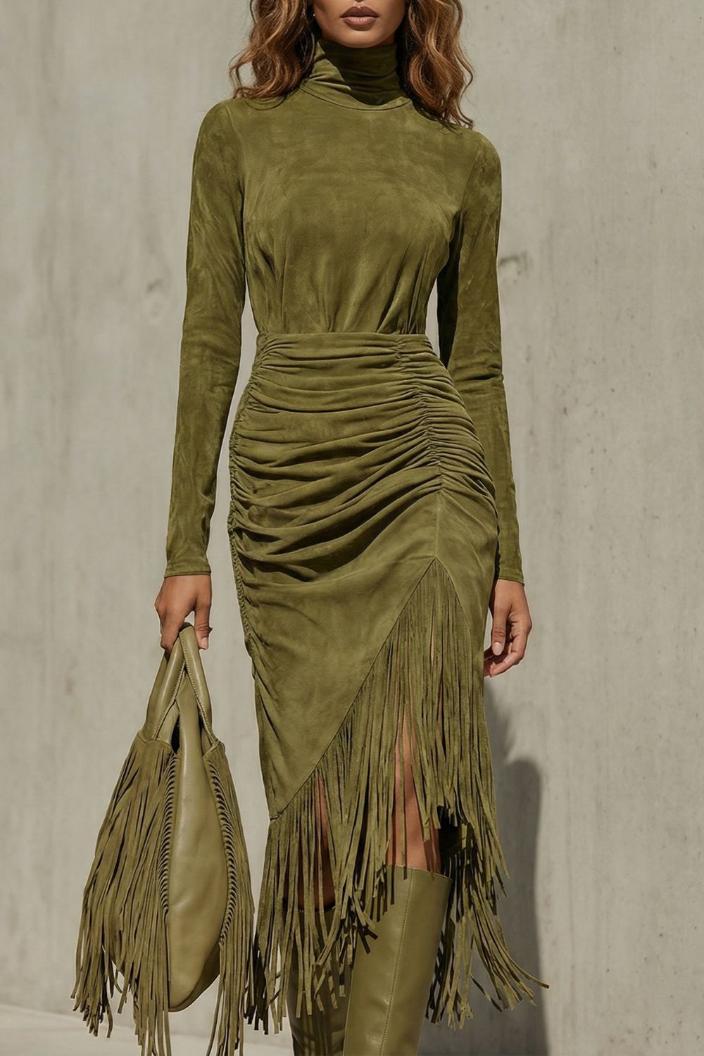 Soléna – Robe midi à ourlet volanté