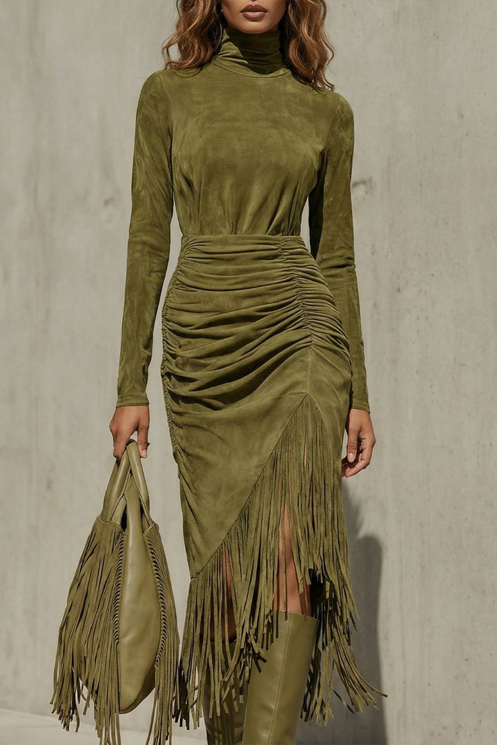 Soléna – Robe midi à ourlet volanté