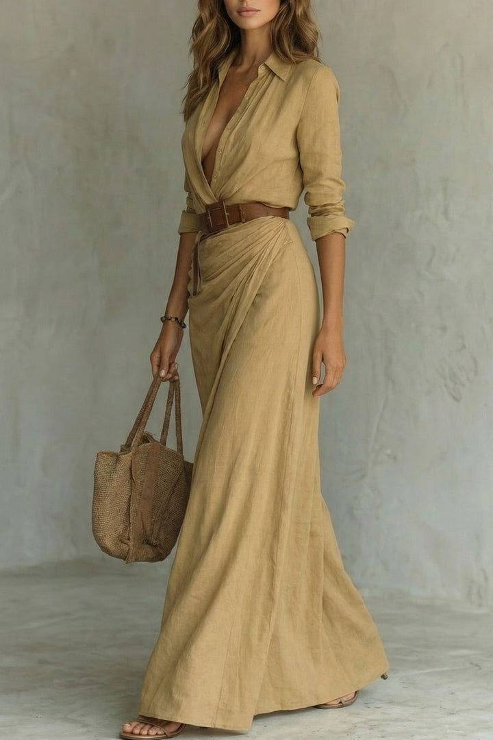 Azura – Robe portefeuille à boutons – Robe longue avec ceinture
