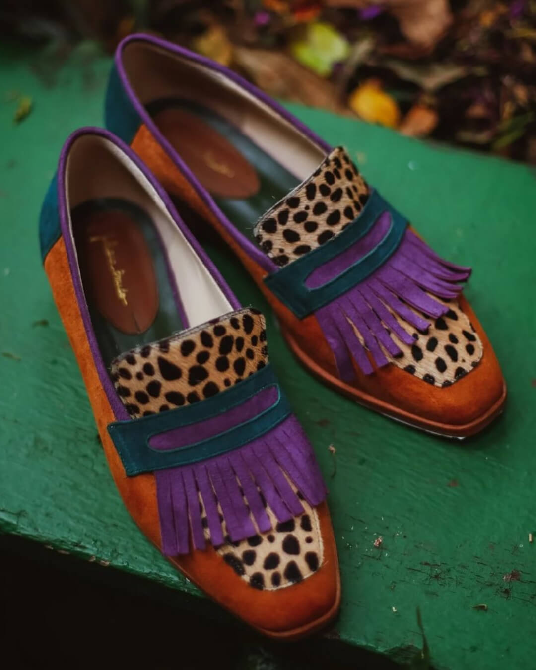 Hallie | Mocassin à Franges avec Motif Animal