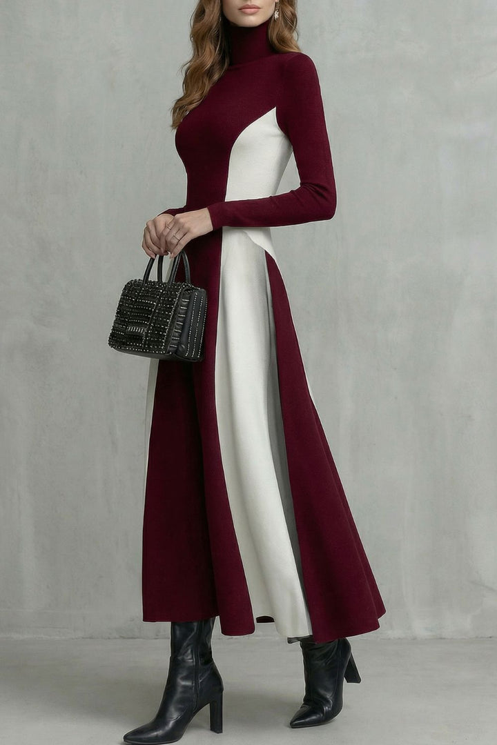 Mariveille – Robe à col roulé structurée et contrastée