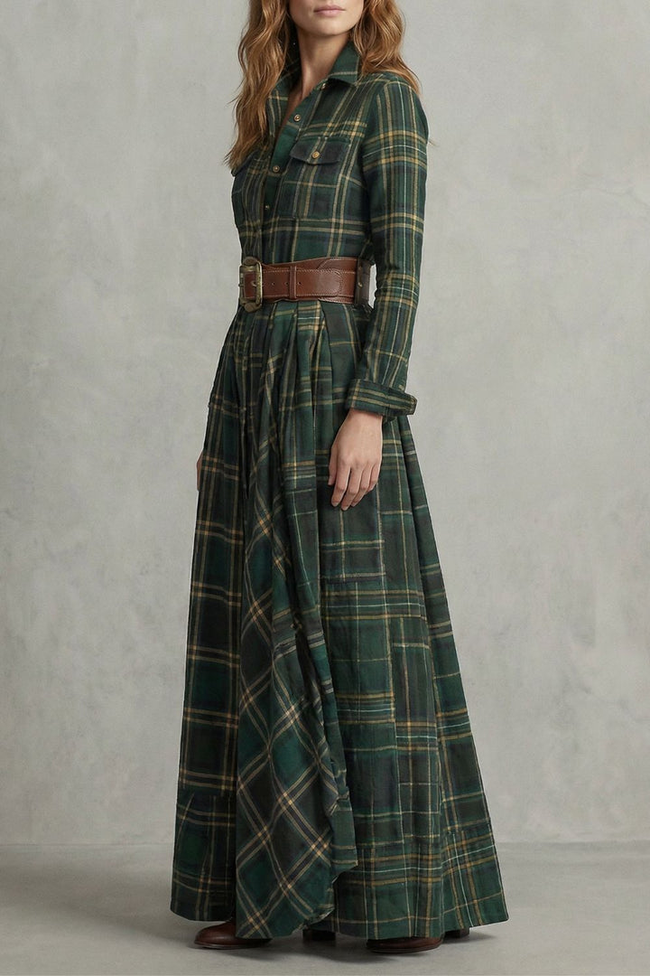 Velerine – Robe chemise longue à carreaux Hoogland Charme avec ceinture