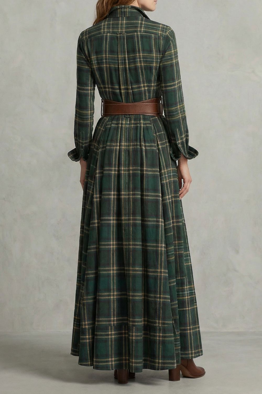 Velerine – Robe chemise longue à carreaux Hoogland Charme avec ceinture