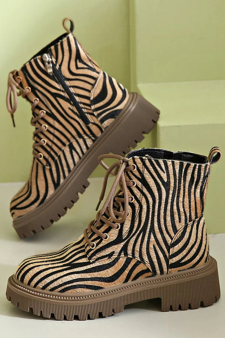 Blair | Bottes à lacets motif zèbre