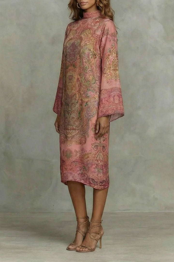 Marélienne – Robe kimono midi à imprimé floral baroque
