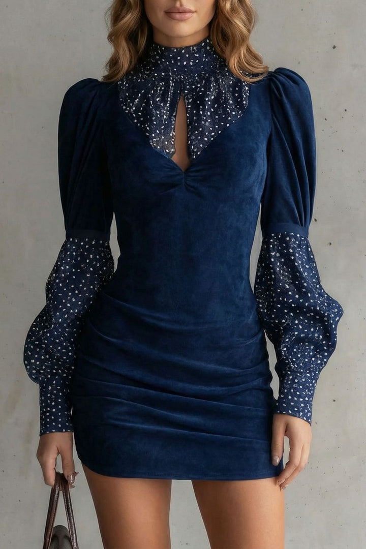 Serelinne – Robe mini rétro à manches bouffantes