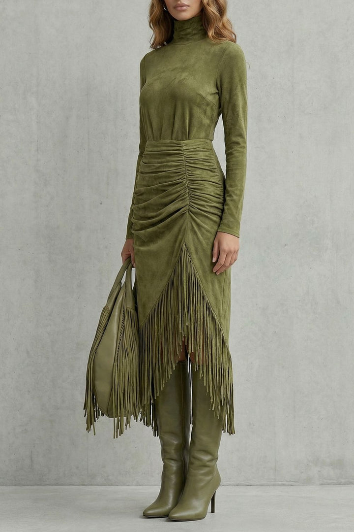 Soléna – Robe midi à ourlet volanté