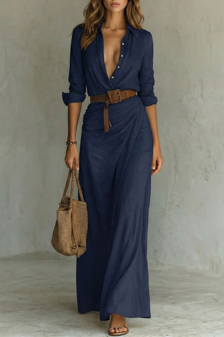 Azura – Robe portefeuille à boutons – Robe longue avec ceinture