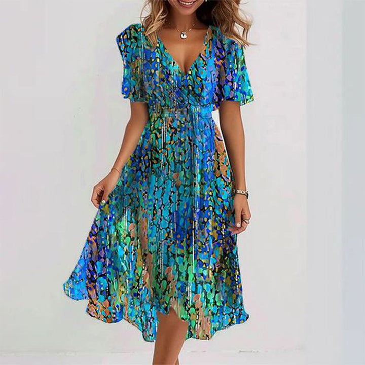 Saphir | Robe Midi Aérée en Bleu