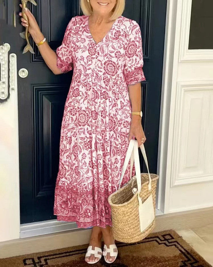 Keisha | Élégante Robe Fleurie à Décolleté en V