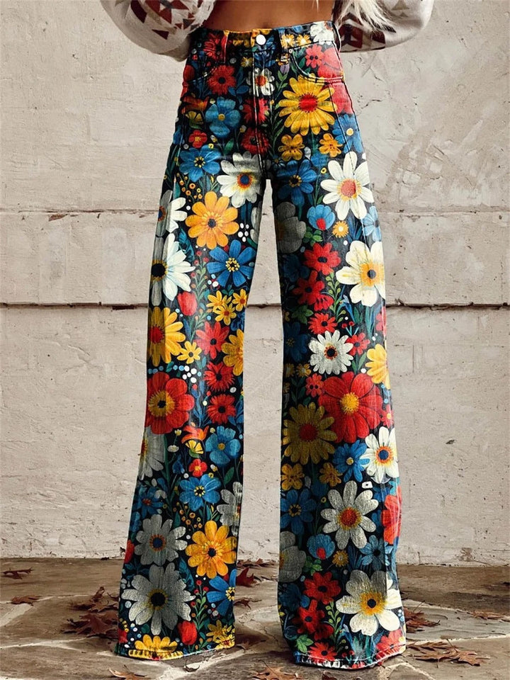 Charlotte™ - Pantalon large à motifs floraux vibrants et confortables
