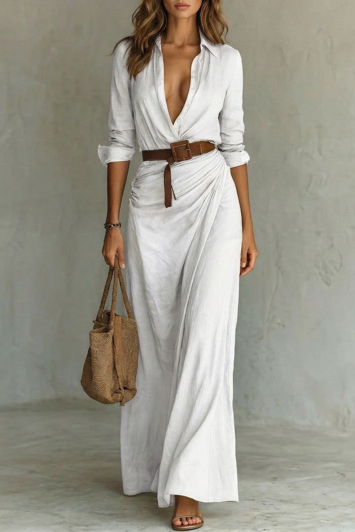 Azura – Robe portefeuille à boutons – Robe longue avec ceinture