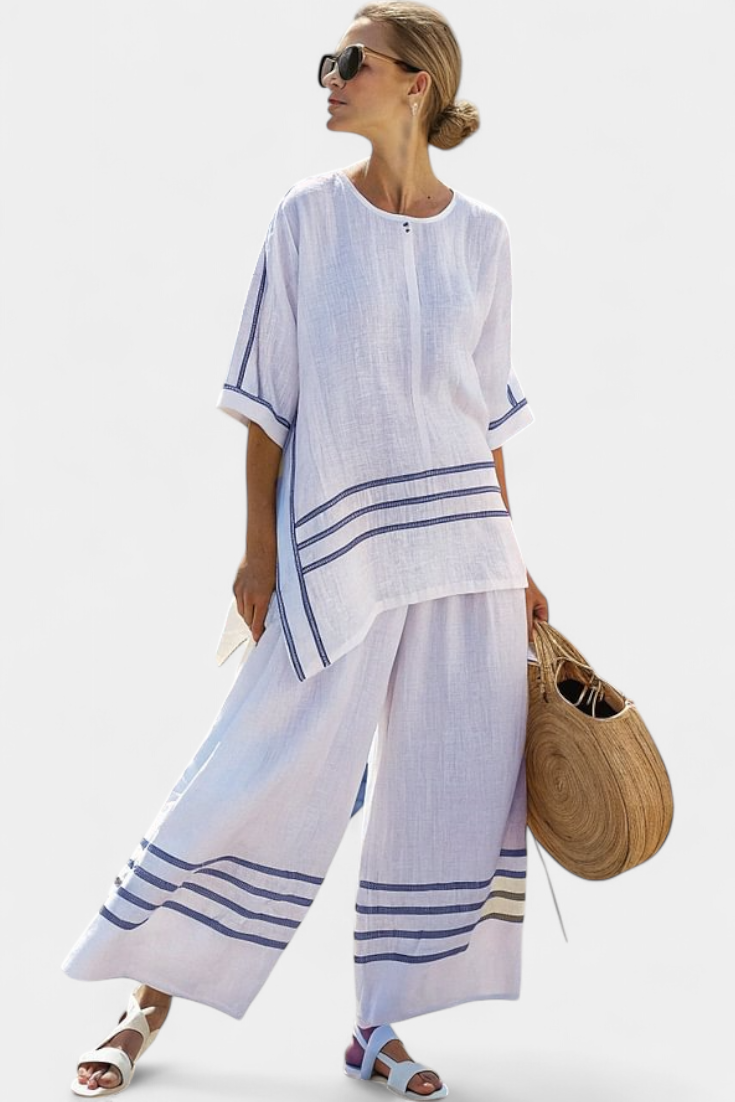 Wynne | Ensemble en lin à rayures minimalistes