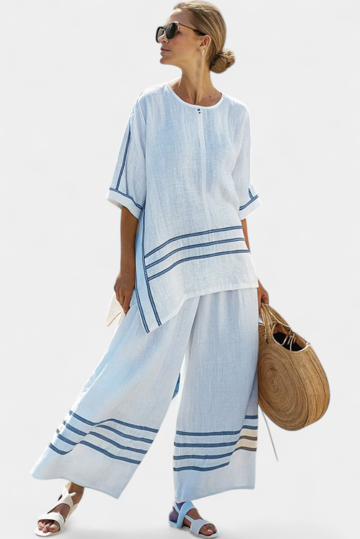 Wynne | Ensemble en lin à rayures minimalistes