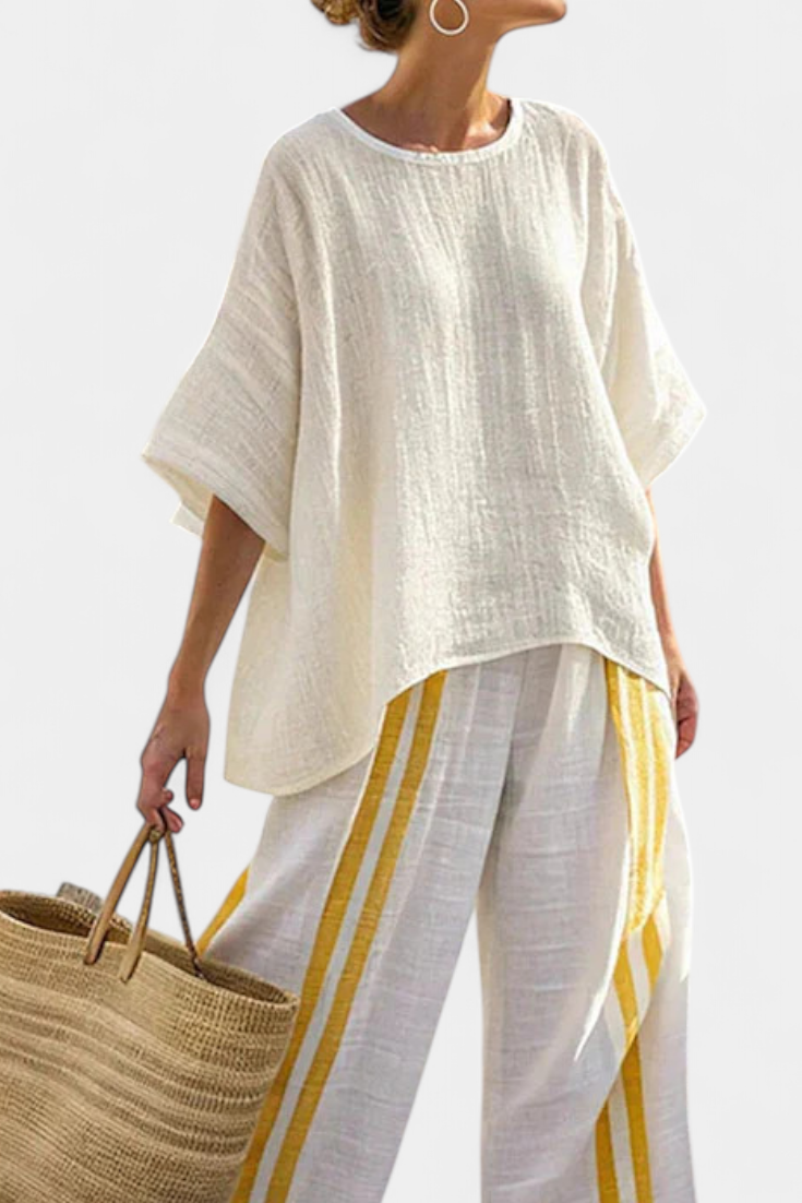 Anselor | Ensemble en lin accent jaune