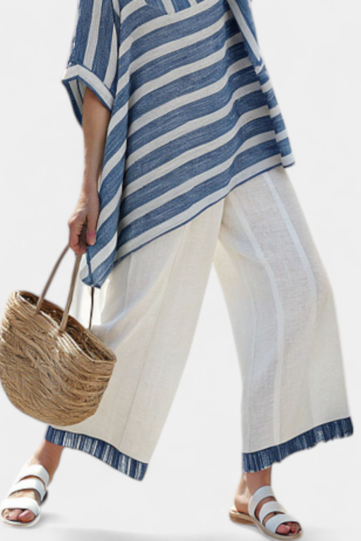 Corvelle | Ensemble en lin à rayures bleues