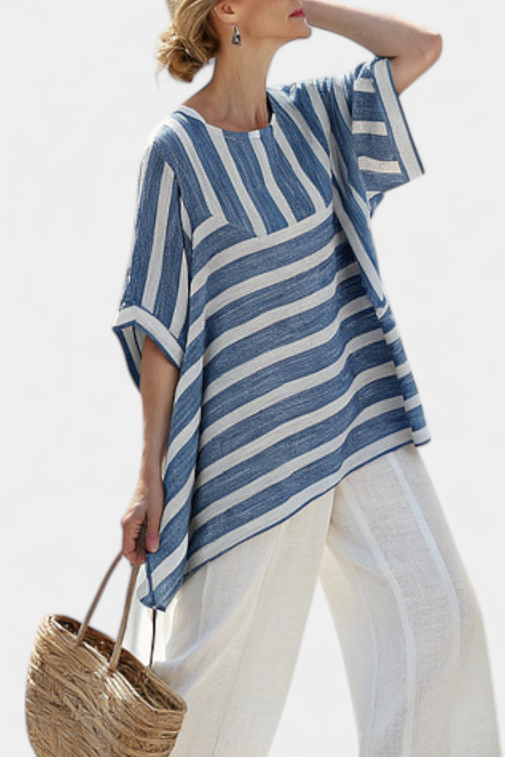 Corvelle | Ensemble en lin à rayures bleues