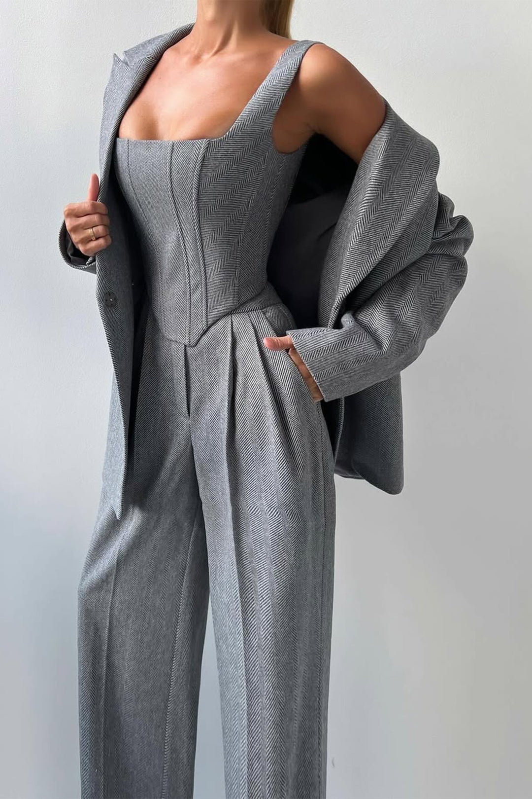 Grace - Ensemble de Trois Pièces avec Blazer Croisé Élégant
