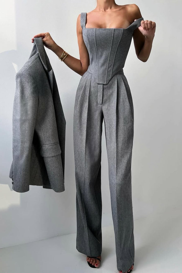 Grace - Ensemble de Trois Pièces avec Blazer Croisé Élégant