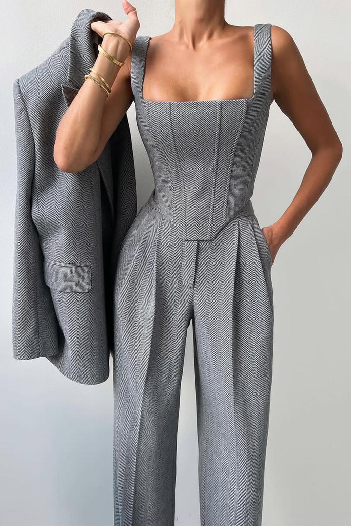 Grace - Ensemble de Trois Pièces avec Blazer Croisé Élégant