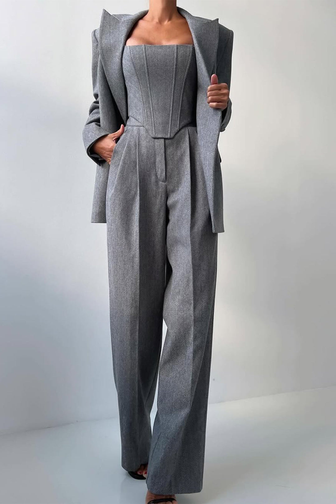 Grace - Ensemble de Trois Pièces avec Blazer Croisé Élégant