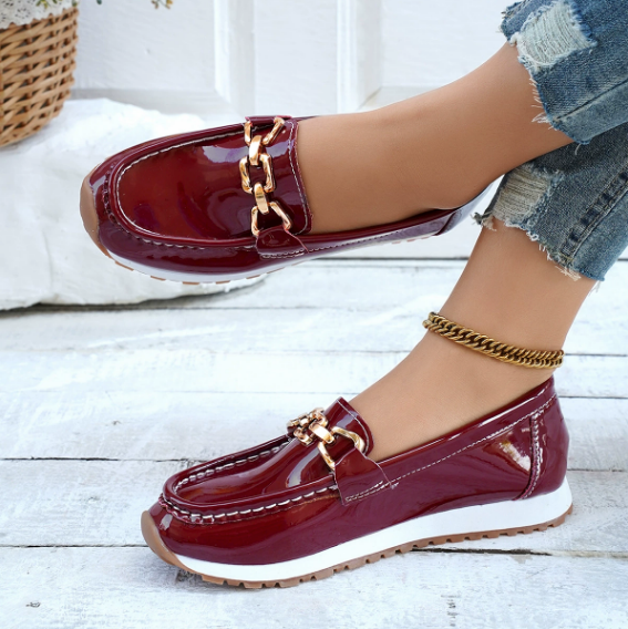 Éléonore - Mocassins bordeaux brillants