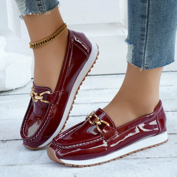 Éléonore - Mocassins bordeaux brillants