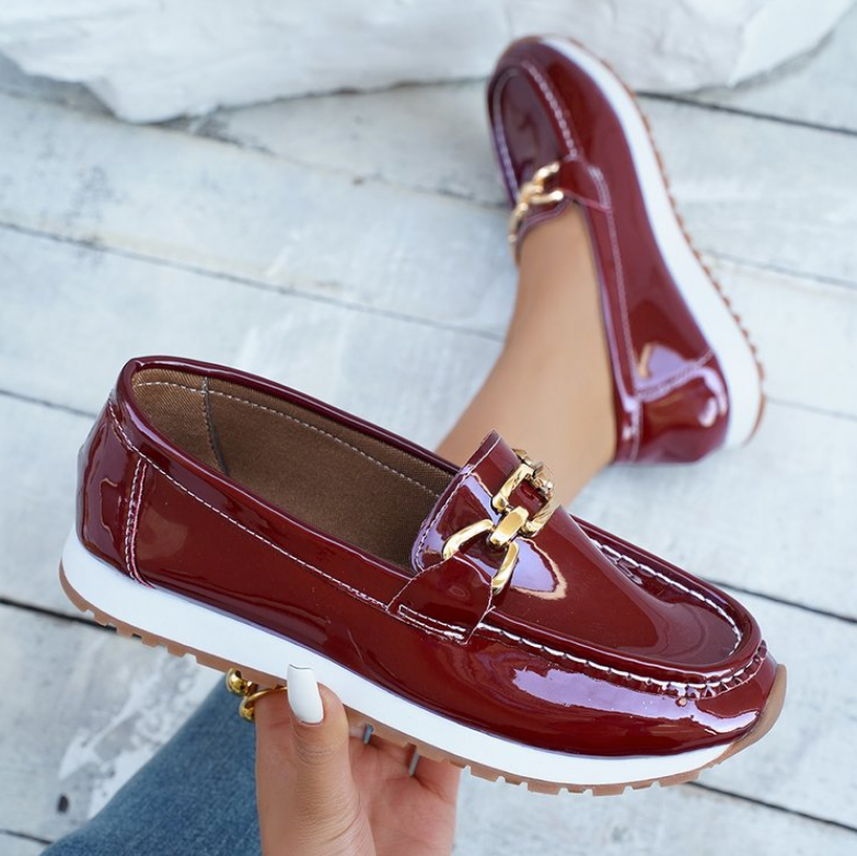 Éléonore - Mocassins bordeaux brillants