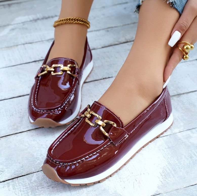 Éléonore - Mocassins bordeaux brillants