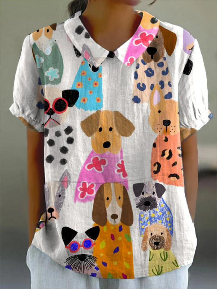 Tilly | Blouse à motif de chiens amusants