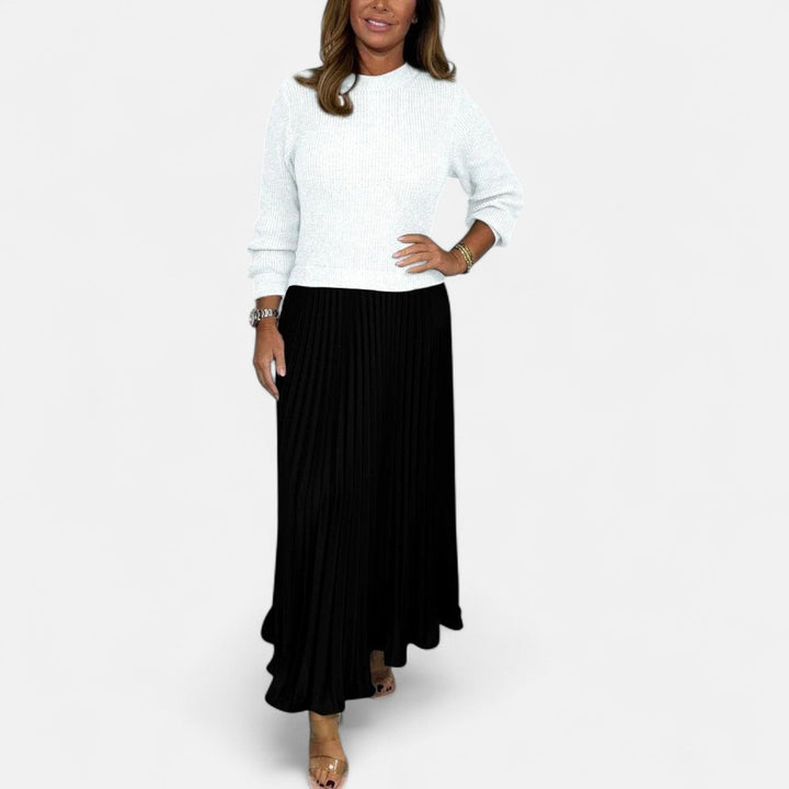 Claudia - Robe longue avec pull et jupe plissée