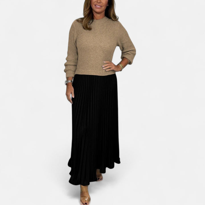 Claudia - Robe longue avec pull et jupe plissée