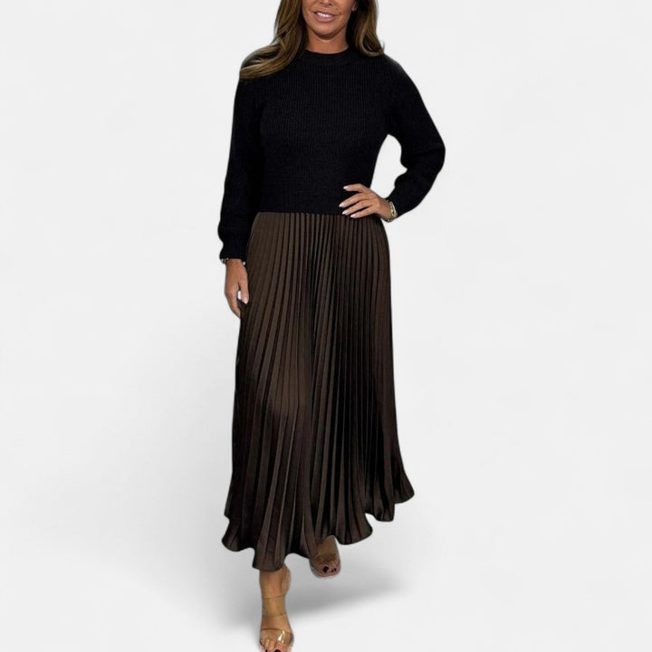 Claudia - Robe longue avec pull et jupe plissée