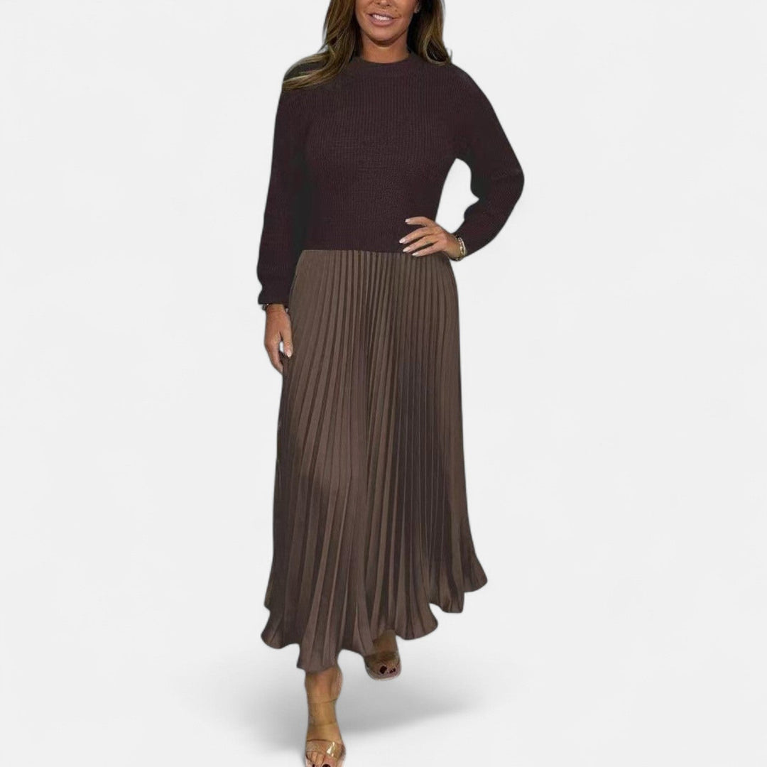 Claudia - Robe longue avec pull et jupe plissée